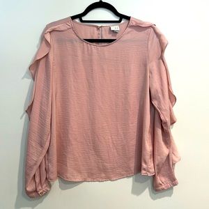 A New Day pink ruffle sleeve blouse - size large
